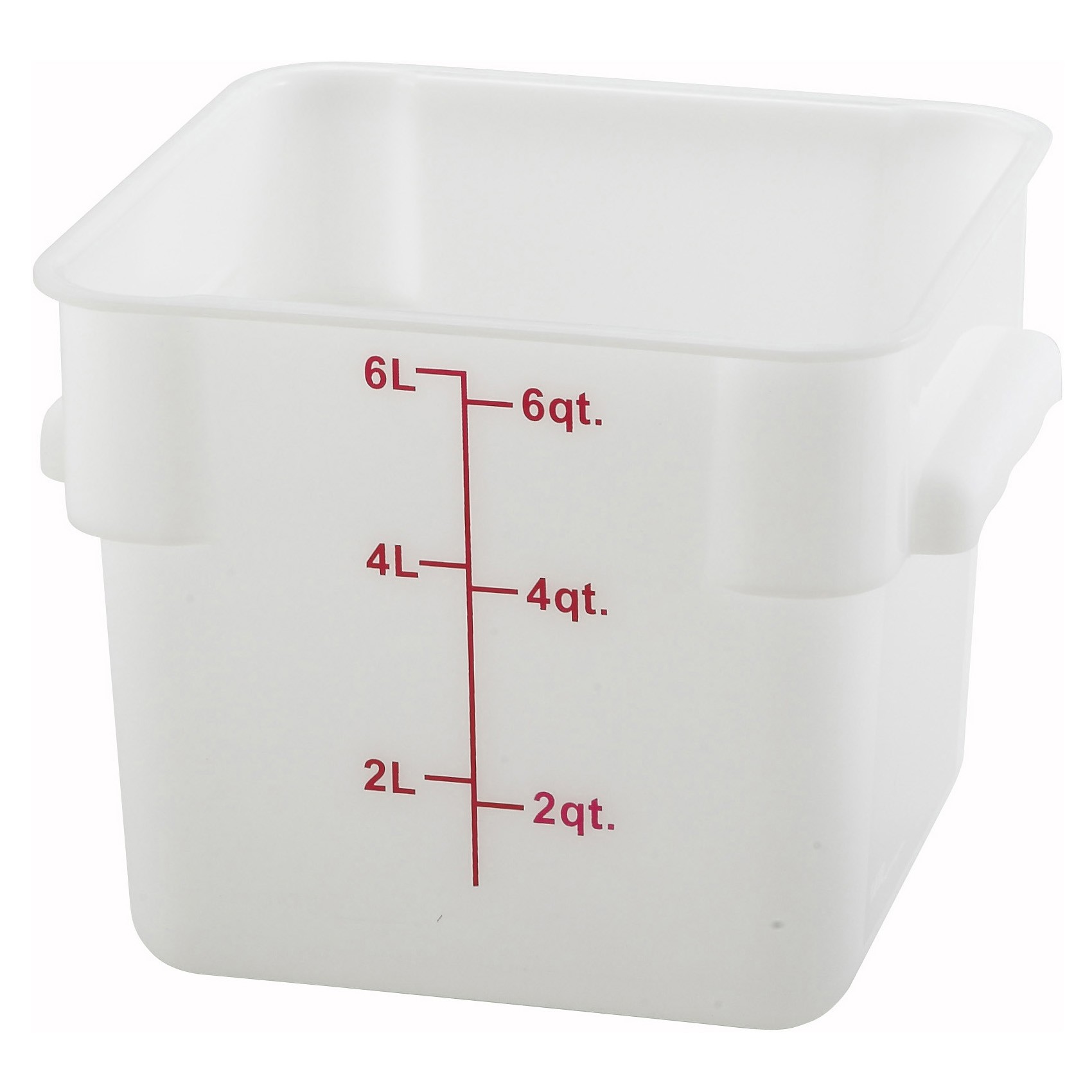 Winco PESC-6 White 6 Qt. Square Food Storage Container