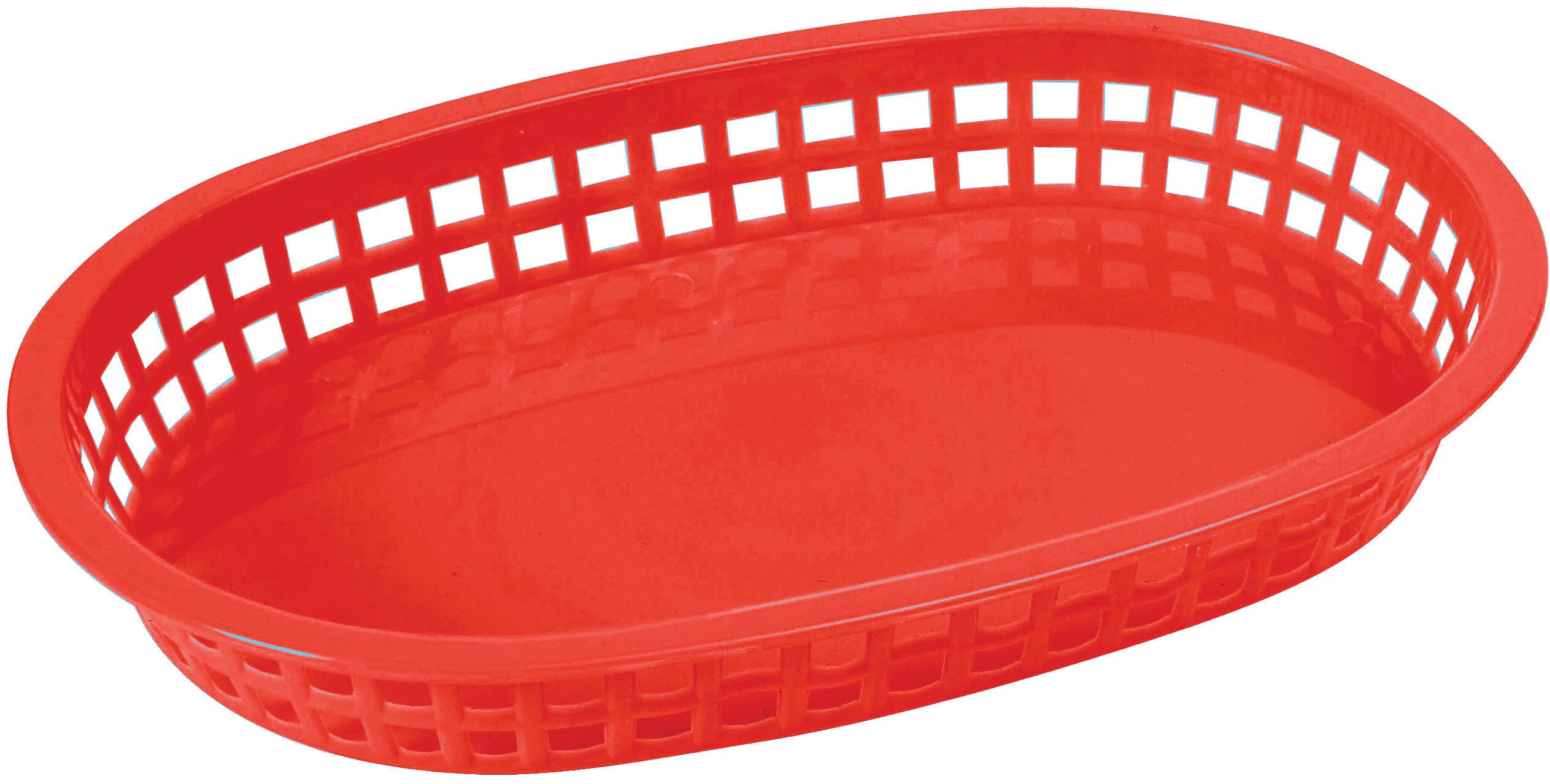 Winco PLB-R Red Oval Fast Food Basket, 10-3/4" x 7-1/4" x 1-1/2"
