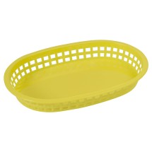 Winco PLB-Y Yellow Oval Fast Food Basket, 10-3/4" x 7-1/4" x 1-1/2"