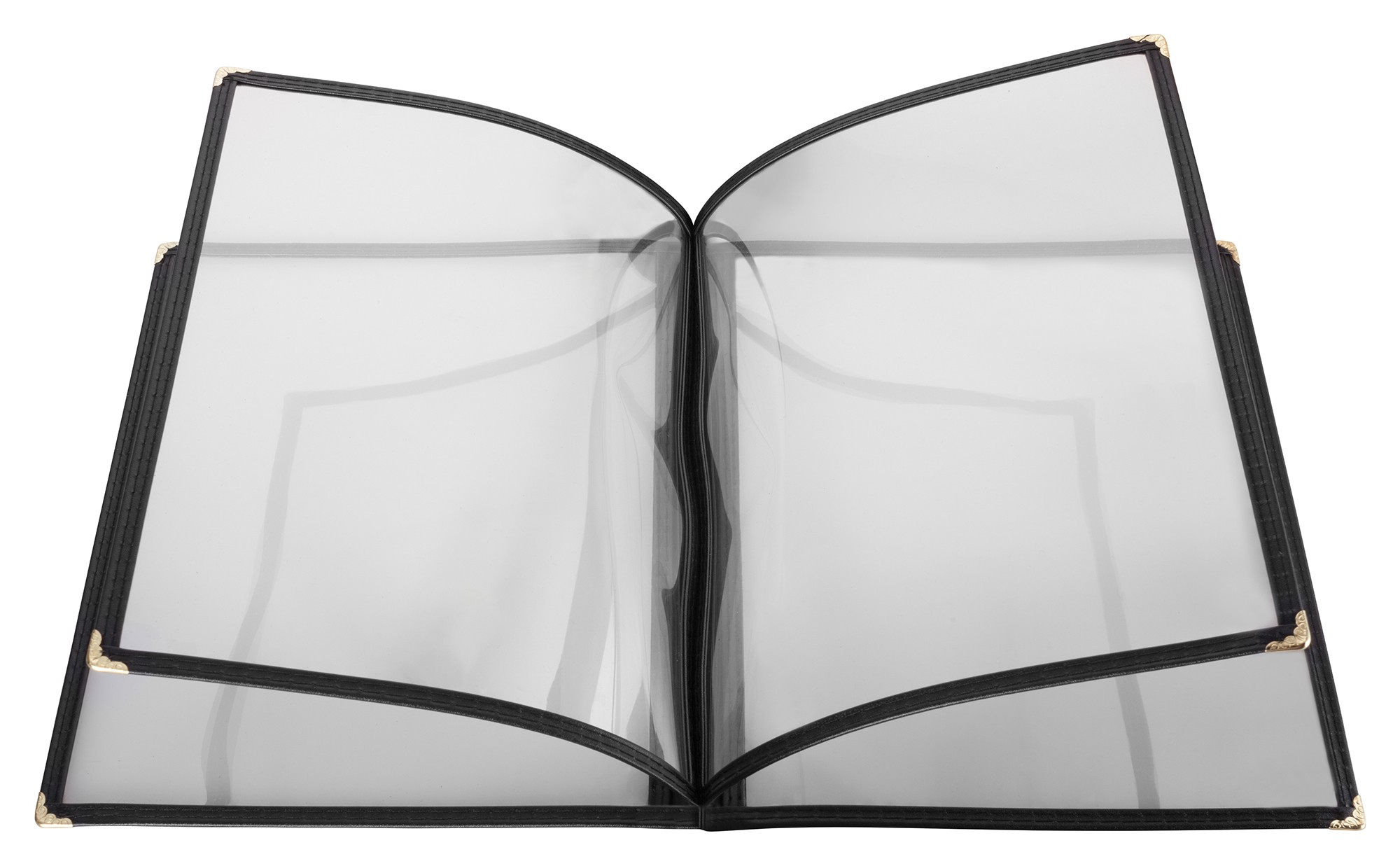 Winco PMCF-9K 8 Black 4-Page Menu Cover 9-1/2" x 12"