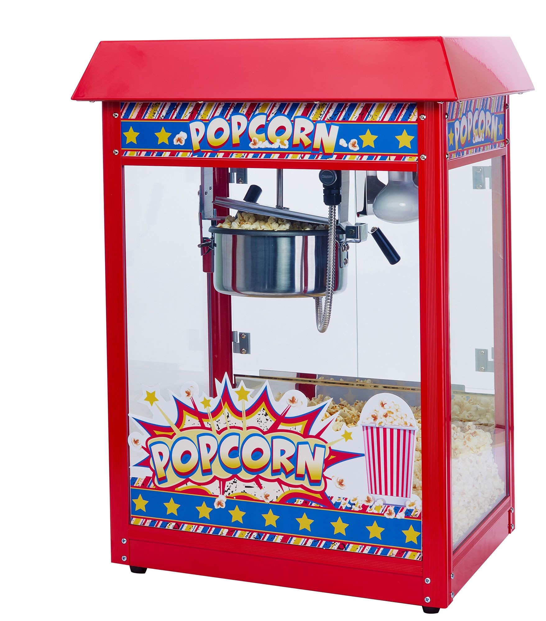 Winco POP-8R Show Time Electric Countertop Popcorn Machine, Red 120V, 1350W