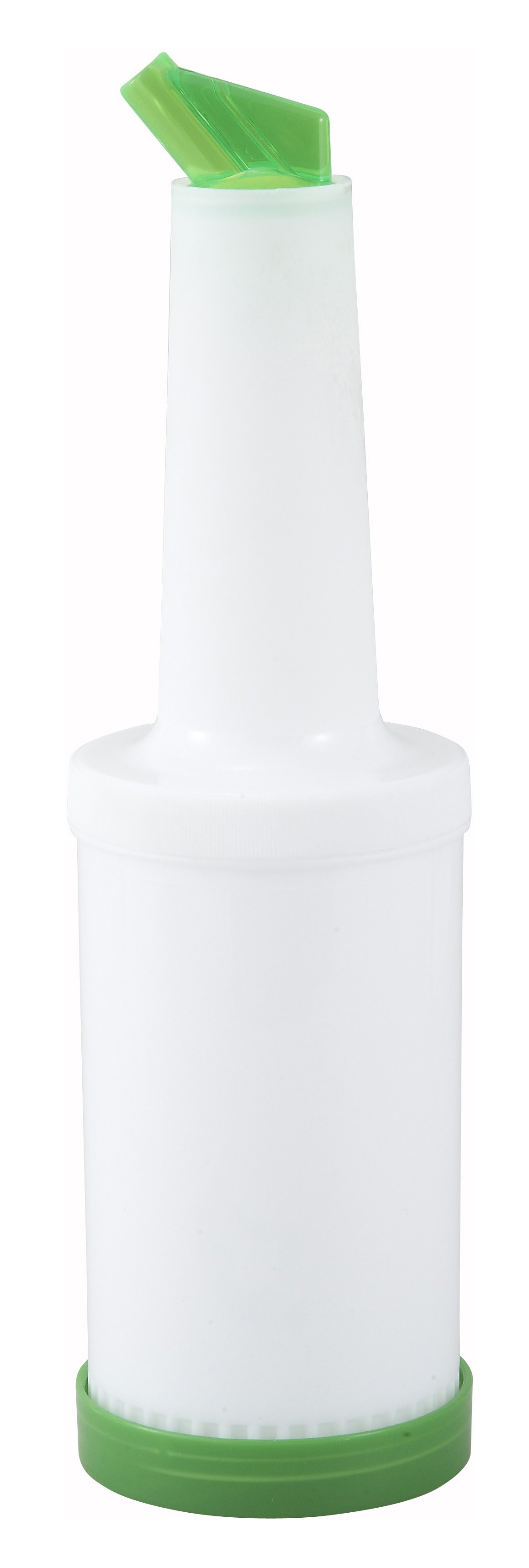 Winco PPB-1G Liquor and Juice Multi-Pour Bottle with Green Spout and Lid 1 Qt.