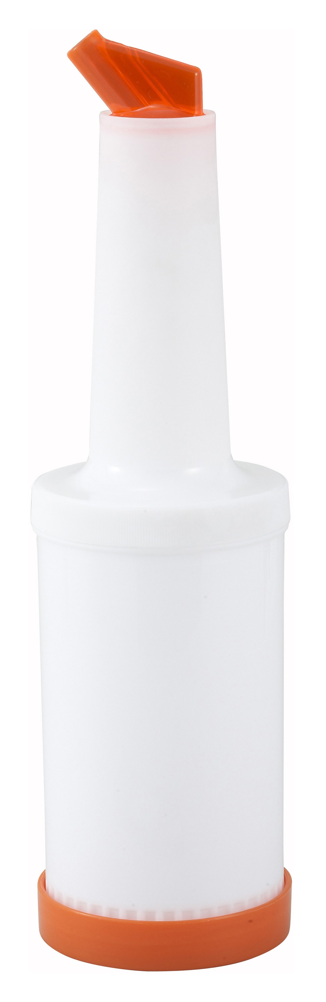 Winco PPB-1O Liquor and Juice Multi-Pour Bottle with Orange Spout and Lid 1 Qt.
