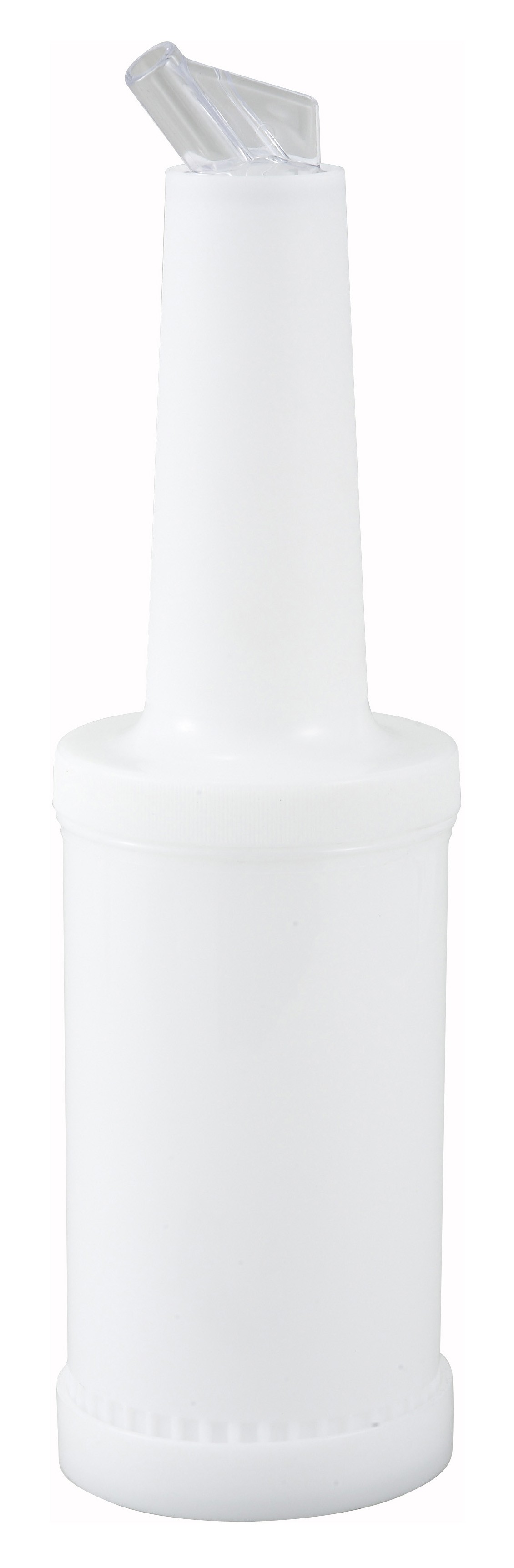 Winco PPB-1W Liquor and Juice Multi-Pour Bottle with White Spout and Lid 1 Qt.