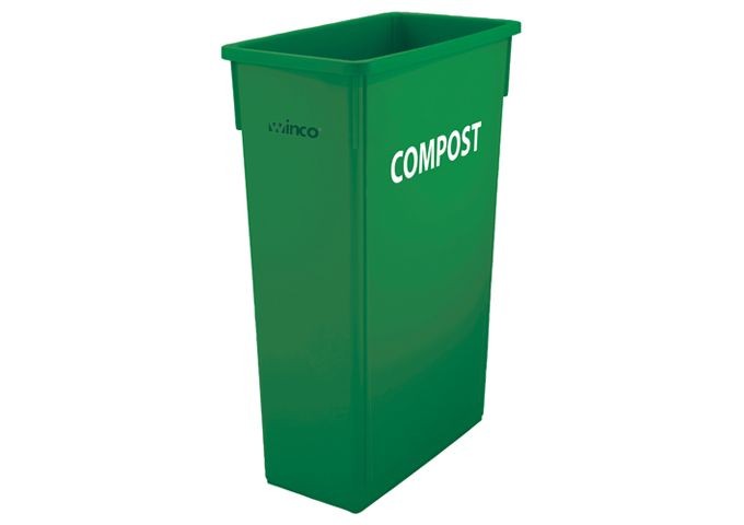 Winco PTC-23GRC Green Slender Trash Can, COMPOST, 23 Gallon