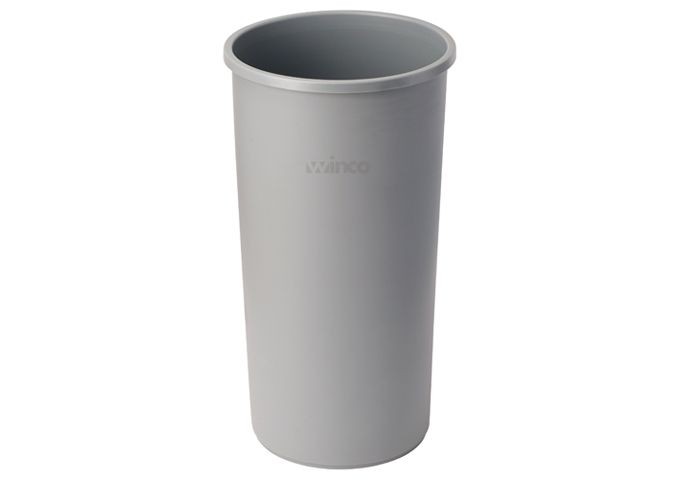 Winco PTCR-22G Gray Round Tall Trash Can, 22 Gallon