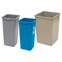 Winco PTCS-23L Blue Square Tall Recycling Trash Can, 23 Gallon 15-5/8&quot; x 30-3/4&quot;H