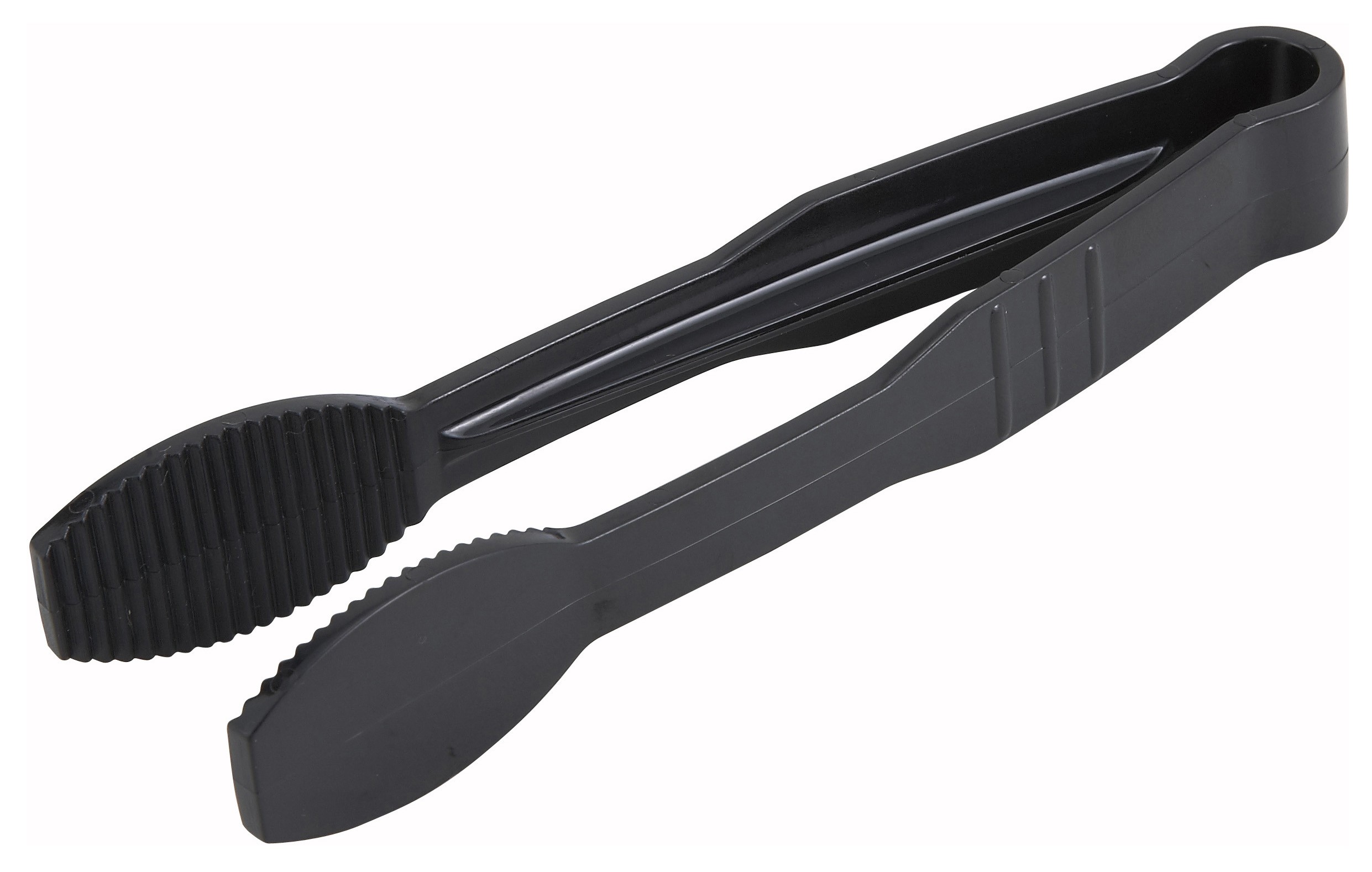 Winco PUTF-6K Black Polycarbonate Flat-Grip Surface Tong 6"