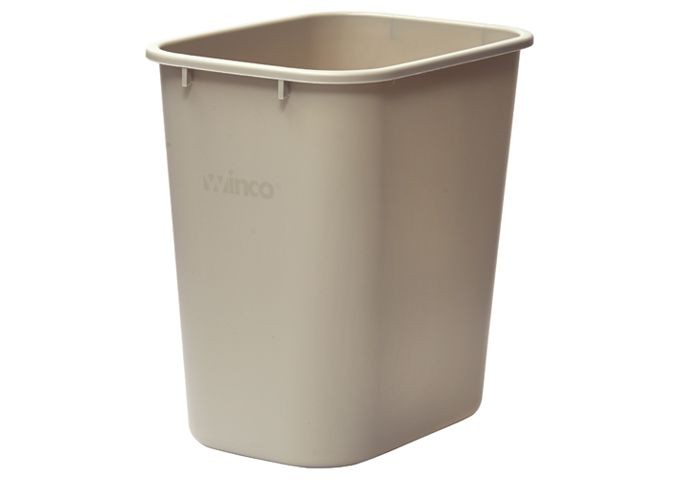 Winco PWR-28BE Beige Rectangular Wastebasket, 28 Qt.