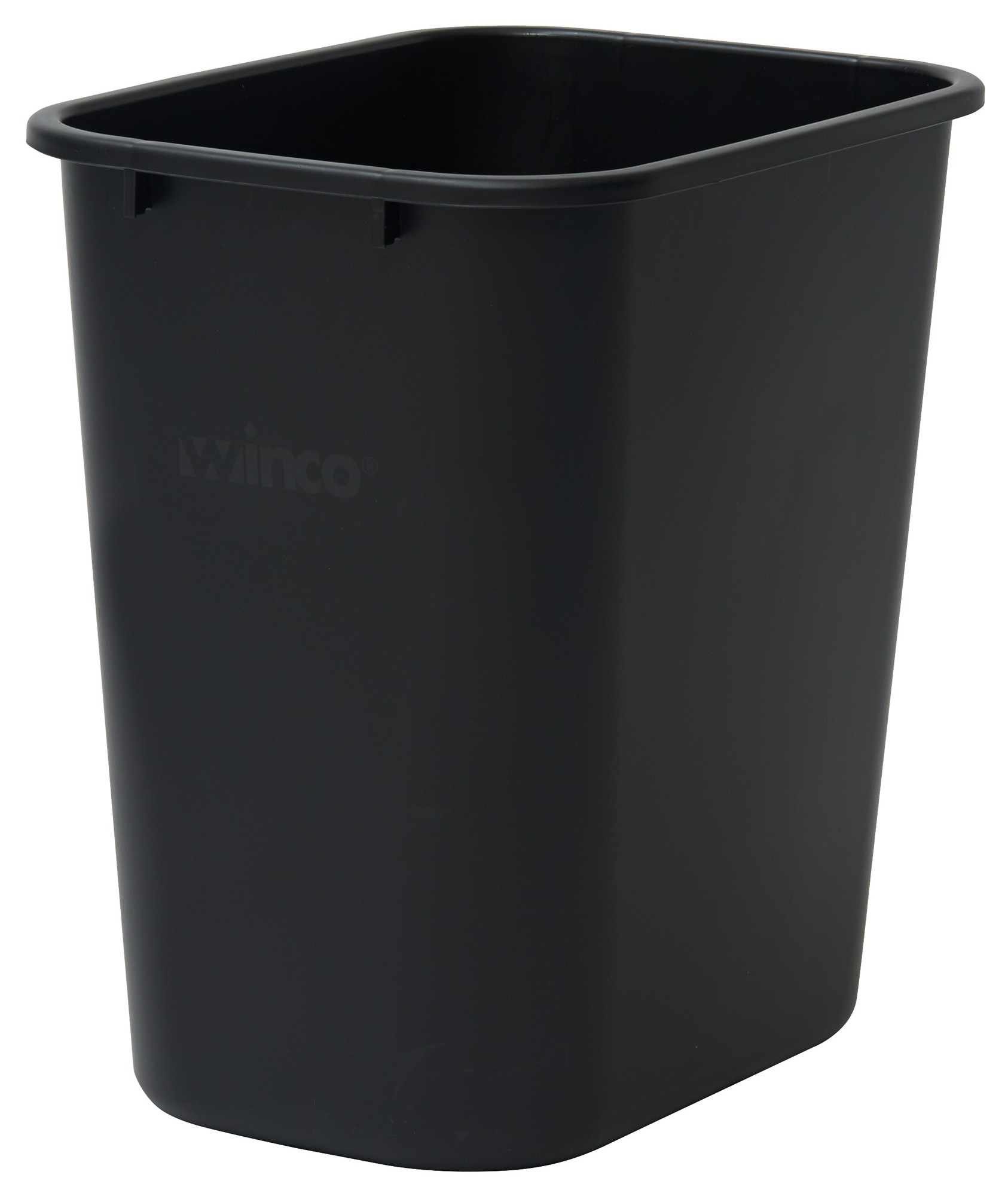 Winco PWR-28K Black Rectangular Wastebasket, 28 Qt.