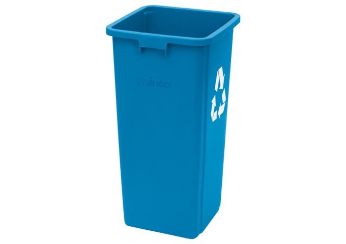 Winco PWR-28L Blue Recycling Wastebasket, 28 Qt.