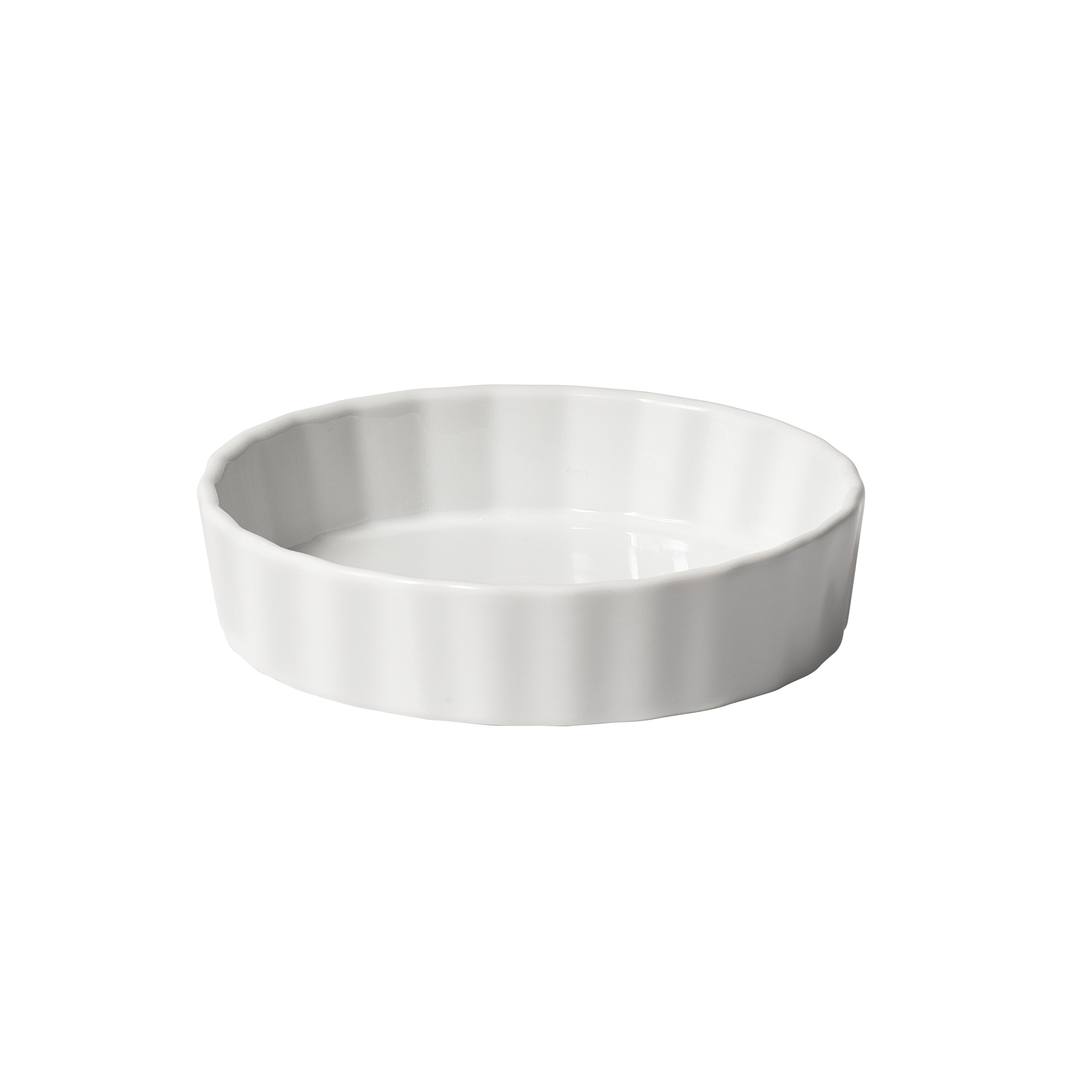 Winco QBD-55 White Fluted Porcelain Quiche Baking Dish, 5-1/2 oz.  - 2 dozen