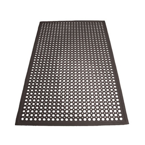 Winco RBM-35K-R Black Anti-Fatigue Rubber Floor Mat, Rolled, 3' x 5' x 1/2"