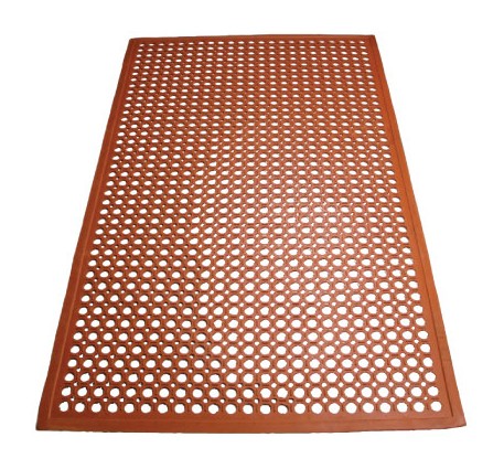 Winco RBM-35R-R Red Rubber Anti-Fatigue Floor Mat, Rolled, 3' x 5' x 1/2"