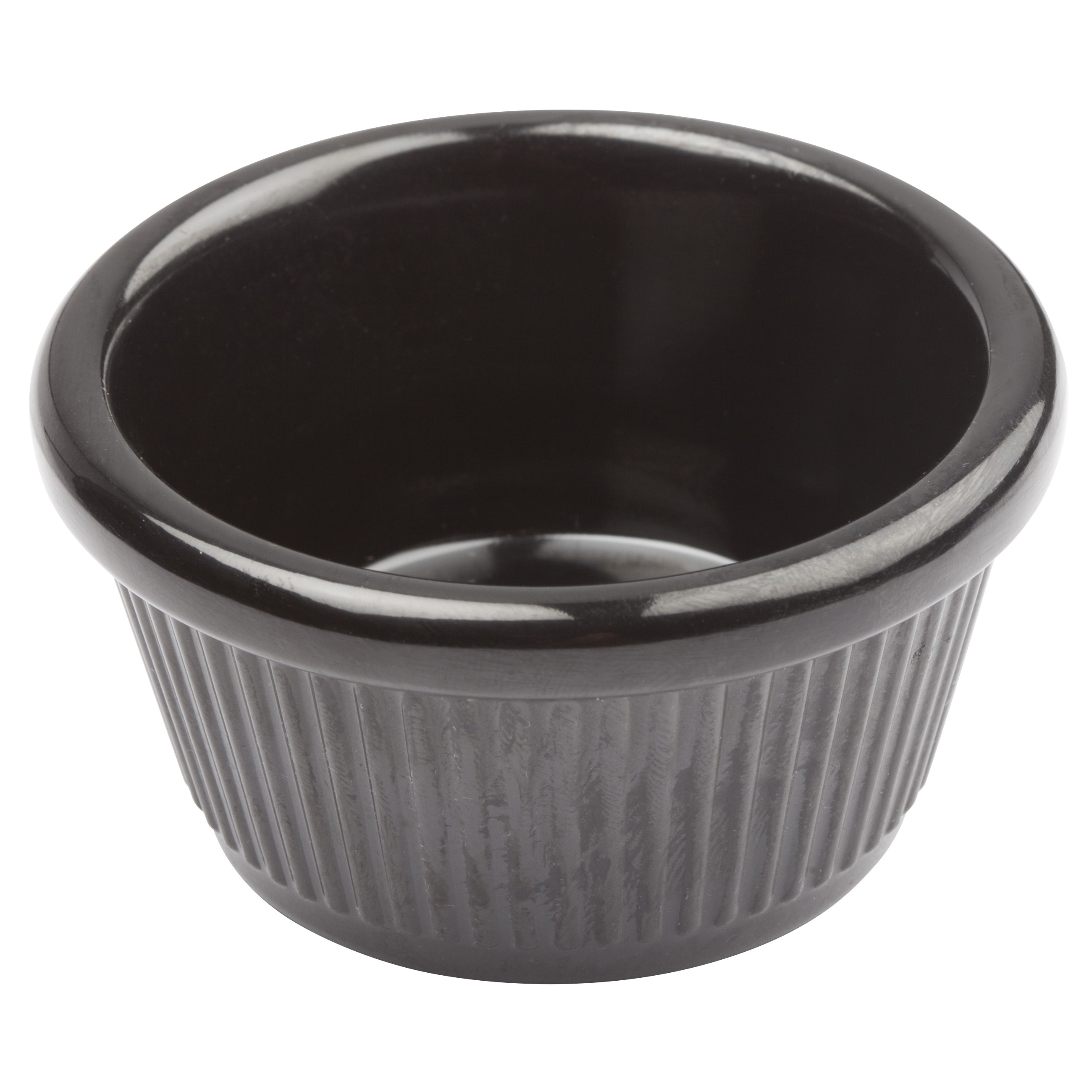 Winco RFM-1K 1.5 oz. Fluted Black Melamine Ramekin