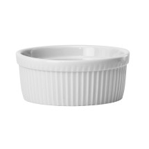 Winco SBR-12 White Fluted Souffle Bowl, 12 oz. - 1 dozen