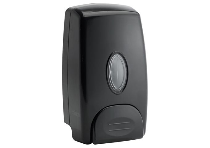 Winco SD-100K Black Wall Mount Manual Soap Dispenser 1 Liter