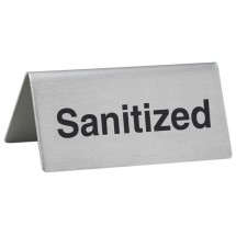 Winco SGN-106 Stainless Steel Tent Sign, "Sanitized"