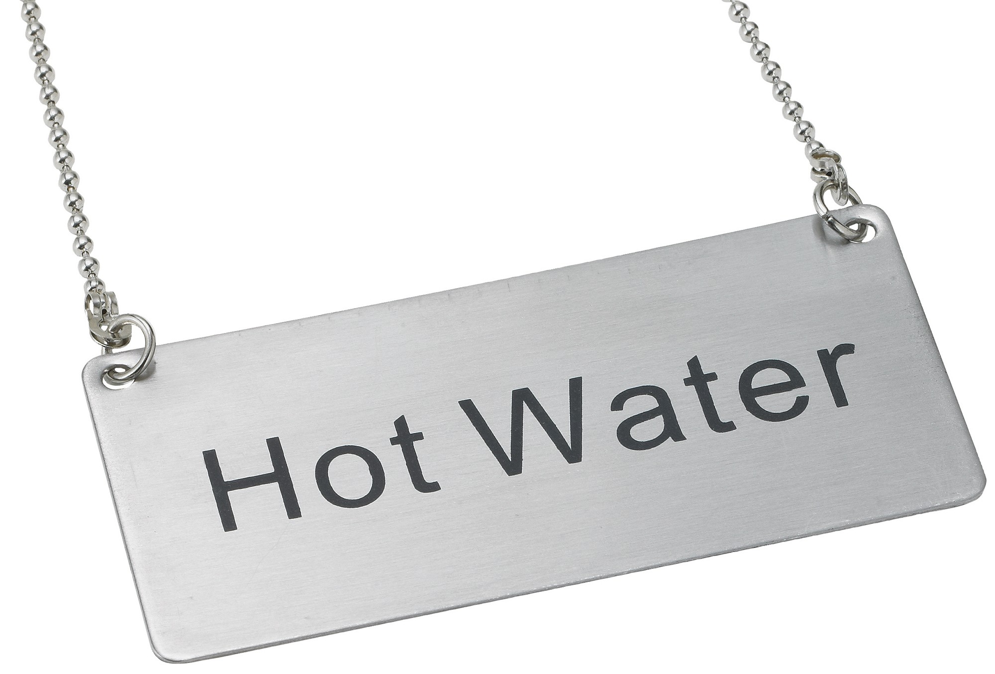 Winco SGN-204 Stainless Steel Chain Sign "Hot Water"