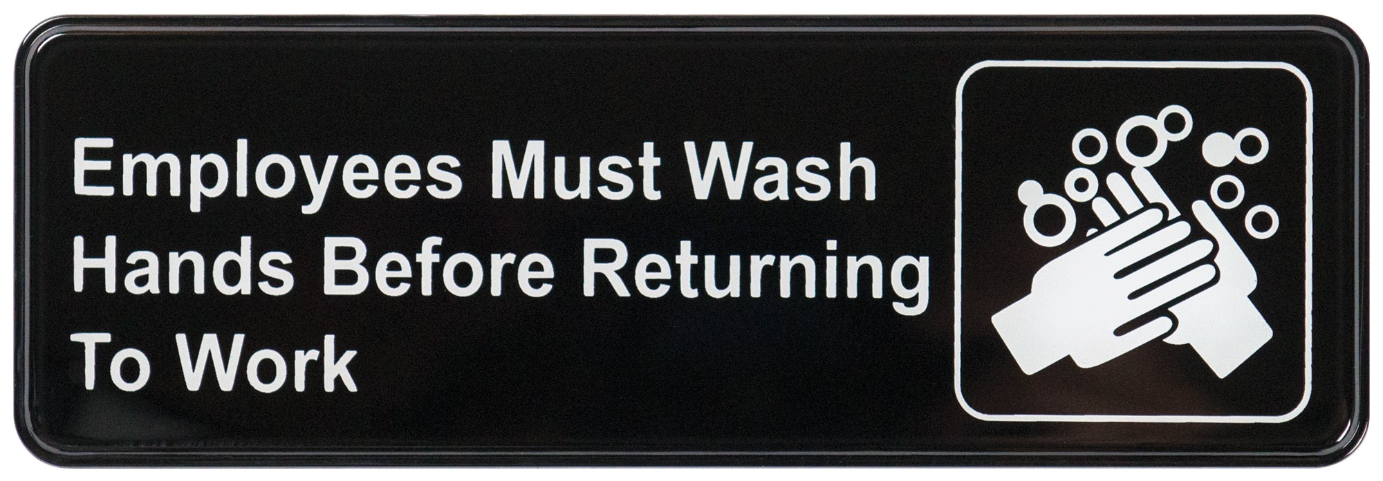 Winco SGN-322 "Employees Must Wash Hands" Informational Sign, 9" x 3"