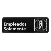 Winco SGN-361 &quot;Employees Only&quot;, Spanish Information Sign, Black, 3&quot; x 9&quot;