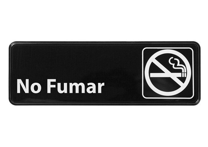 Winco SGN-364 "No Smoking", Spanish Information Sign, Black, 3" x 9"
