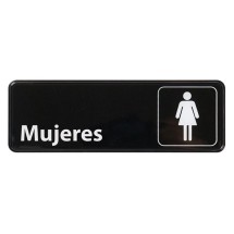 Winco SGN-369 &quot;Women&quot;, Spanish Information Sign, Black, 3&quot; x 9&quot;