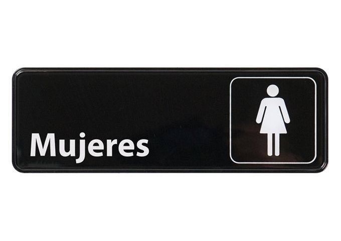 Winco SGN-369 "Women", Spanish Information Sign, Black, 3" x 9"