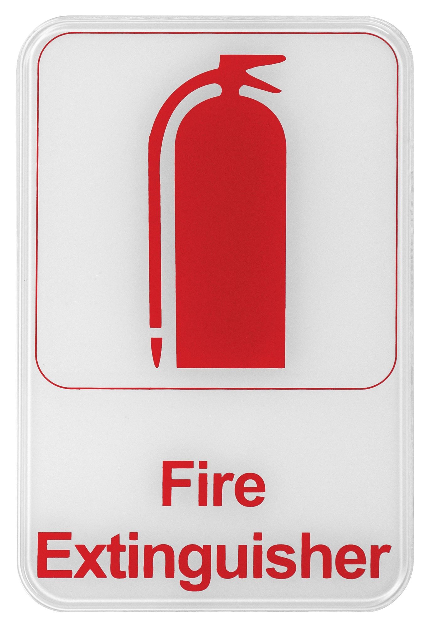 Winco SGN-682W "Fire Extinguisher" Information Sign, White 6" x 9"
