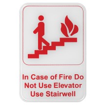 Winco SGN-683W &quot;In Case of Fire Do Not Use Elevator Use Stairwell&quot; Information Sign, White 6&quot; x 9&quot;