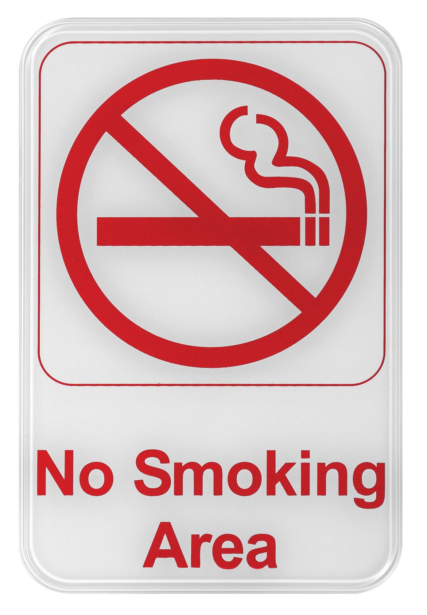 Winco SGN-684W "No Smoking Area" Information Sign, White 6" x 9"
