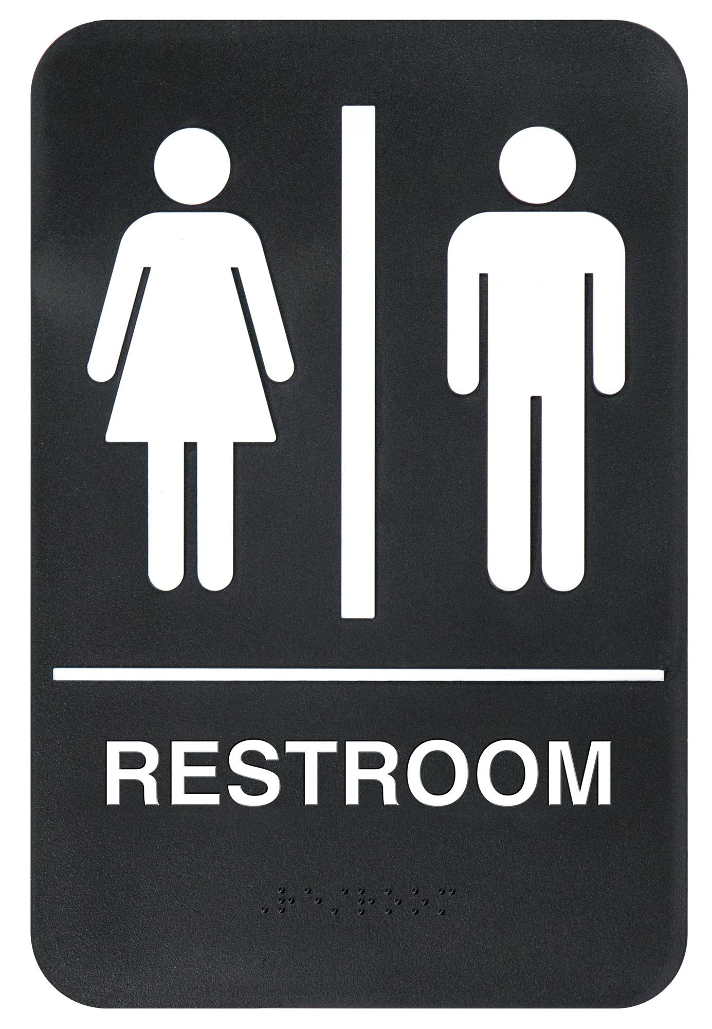 Winco SGNB-603 Braille Information Sign, "Restroom", 6" x 9"