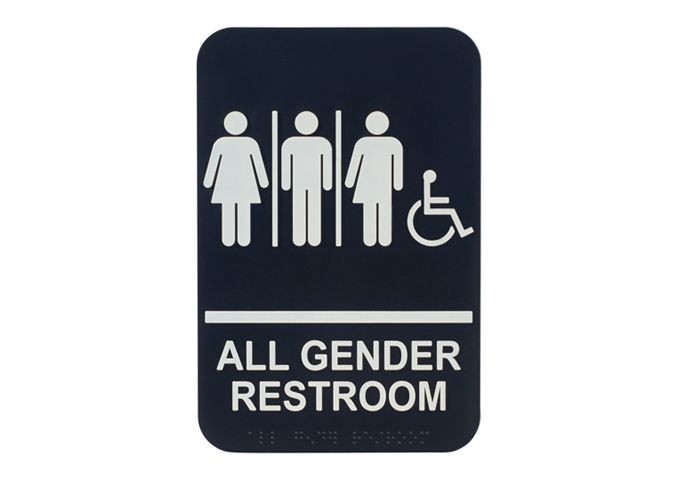 Winco SGNB-608 "All Gender/Accessible" Braille Information Sign, 6" x 9"