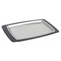 Winco SIZ-11BST Rectangular Stainless Steel Sizzling Platter and Bakelite Underliner 11" x 7"