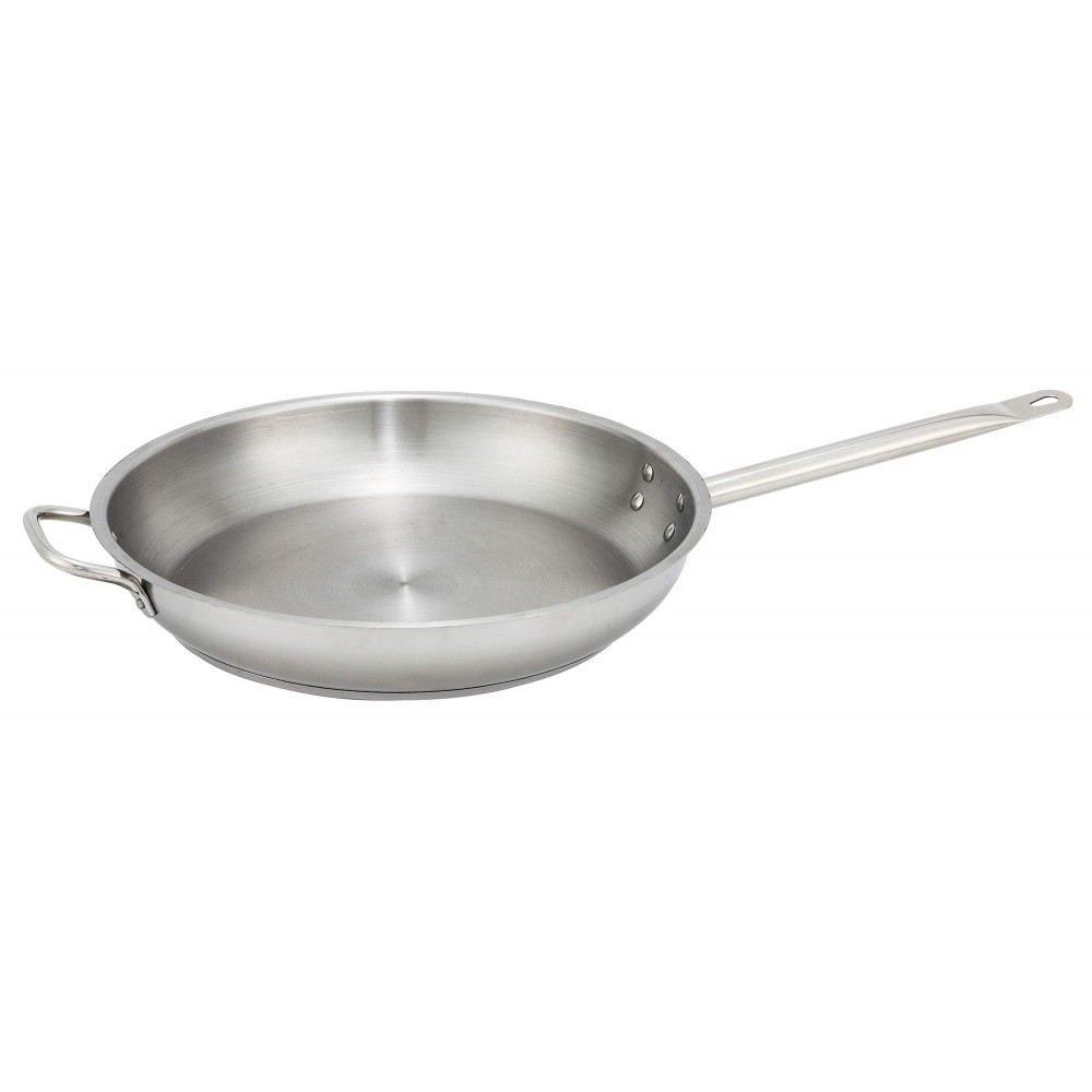 Winco TGFP-12NS 12 Tri-Ply Stainless Steel Non-Stick Fry Pan