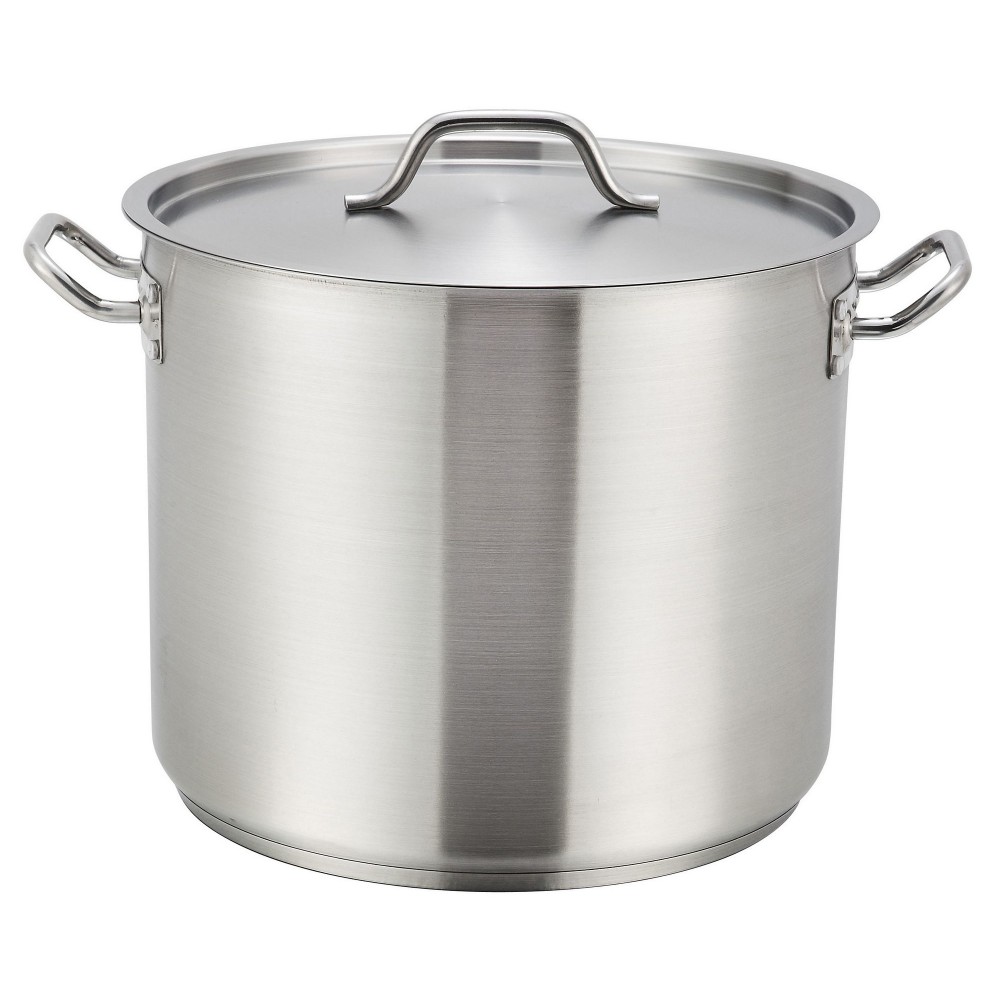 Winco SST-12 12 Qt Induction Ready Stainless Steel Stock Pot w/Cover 
