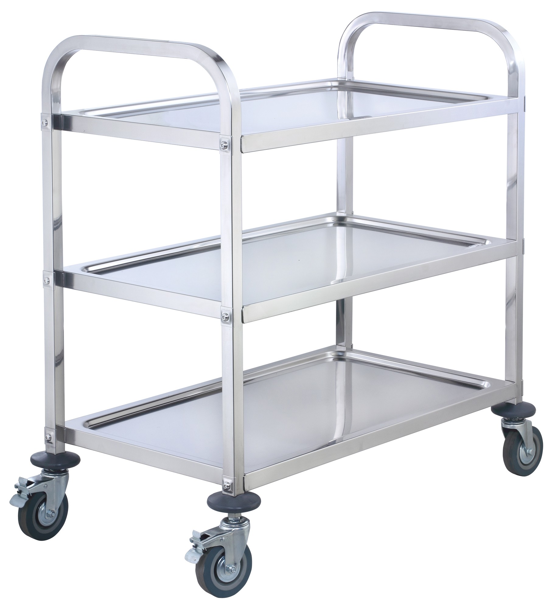 Winco SUC-40 Stainless Steel 3-Tier Trolley, 33"W x 17"D x 35"H