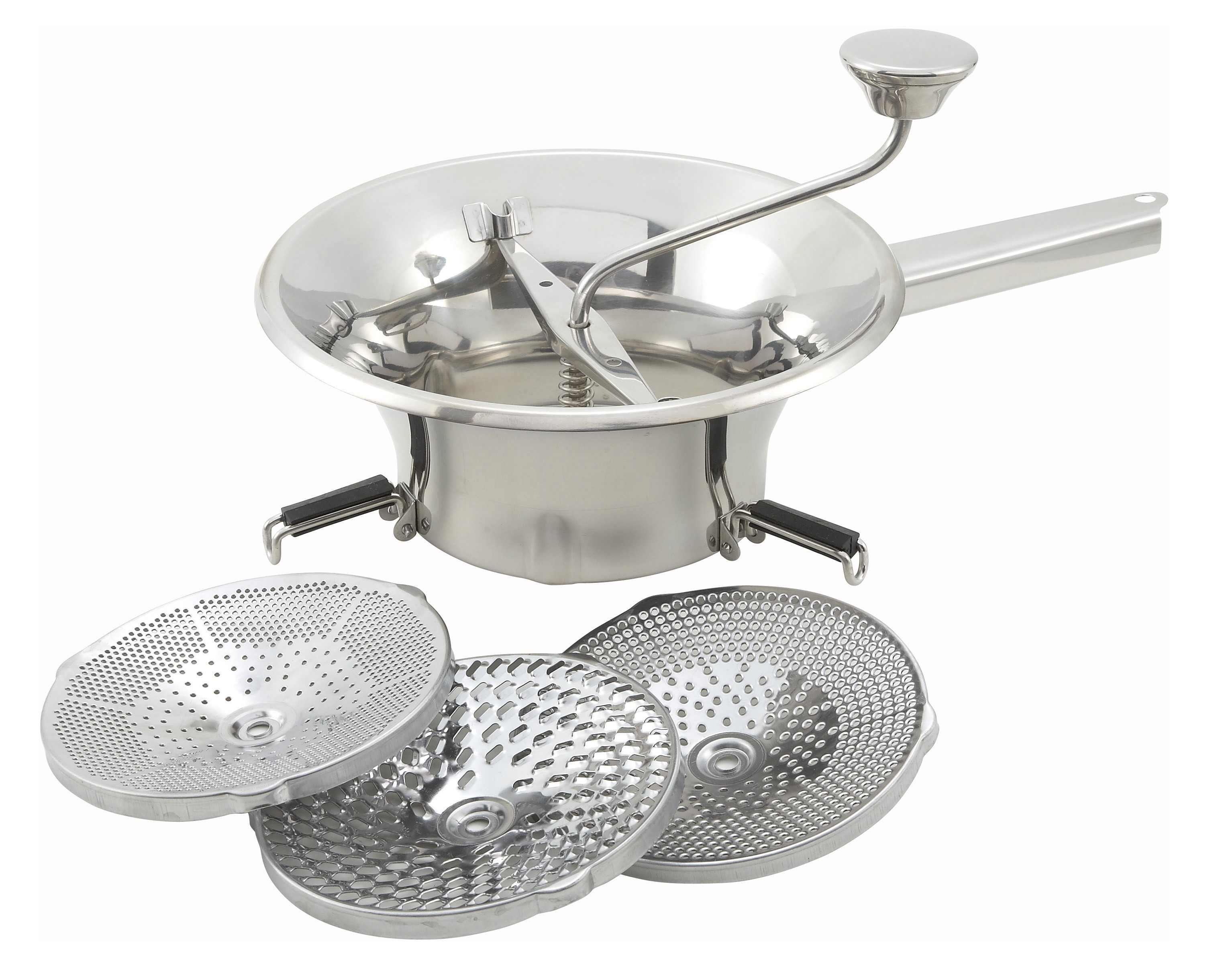 Winco SVM-9 Stainless Steel 2 Qt. Food Mill with 3 Graters