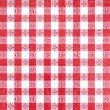 Winco TBCS-52R Red Checkered Square Vinyl Table Cloth 52" x 52"