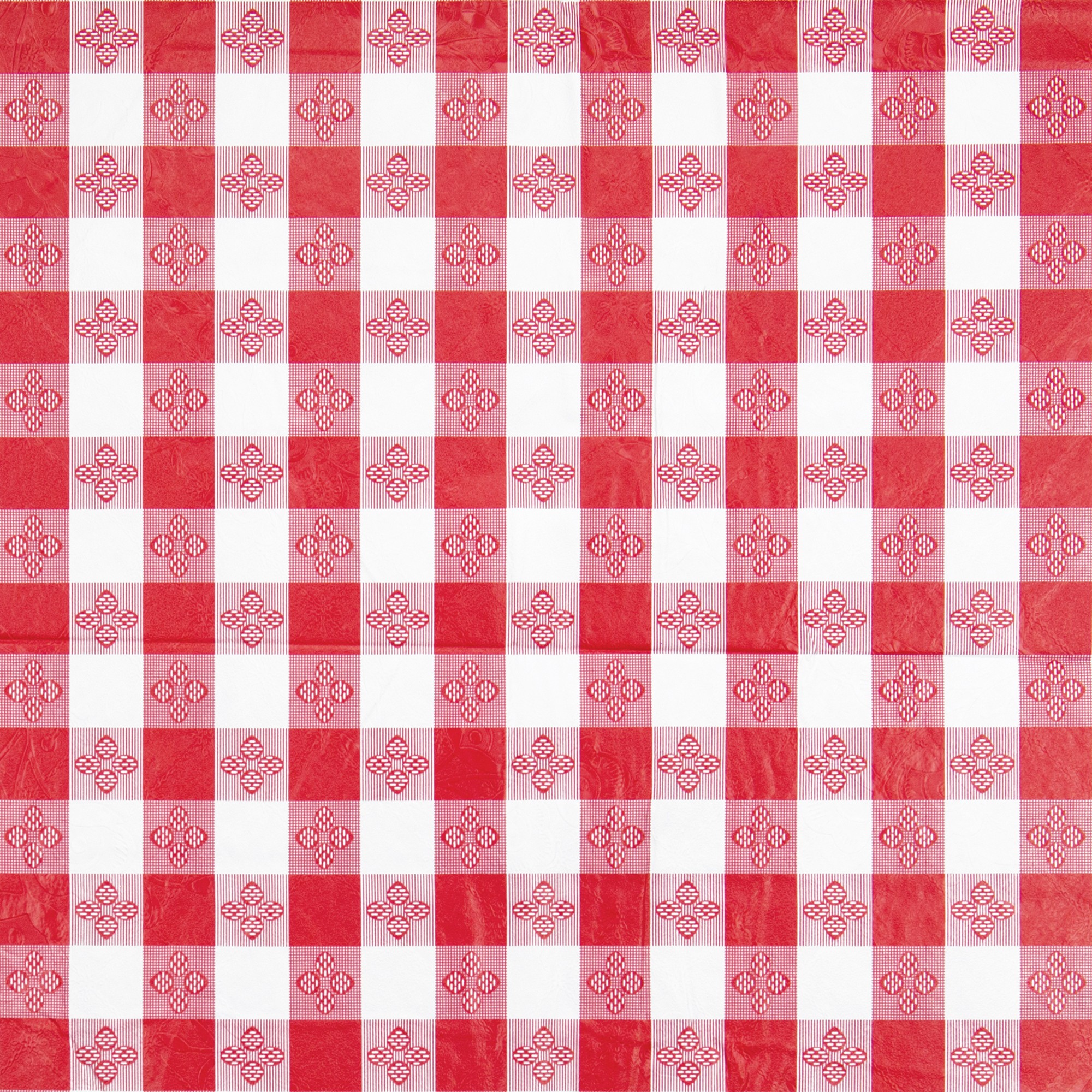 Winco TBCS-52R Red Checkered Square Vinyl Table Cloth 52" x 52"