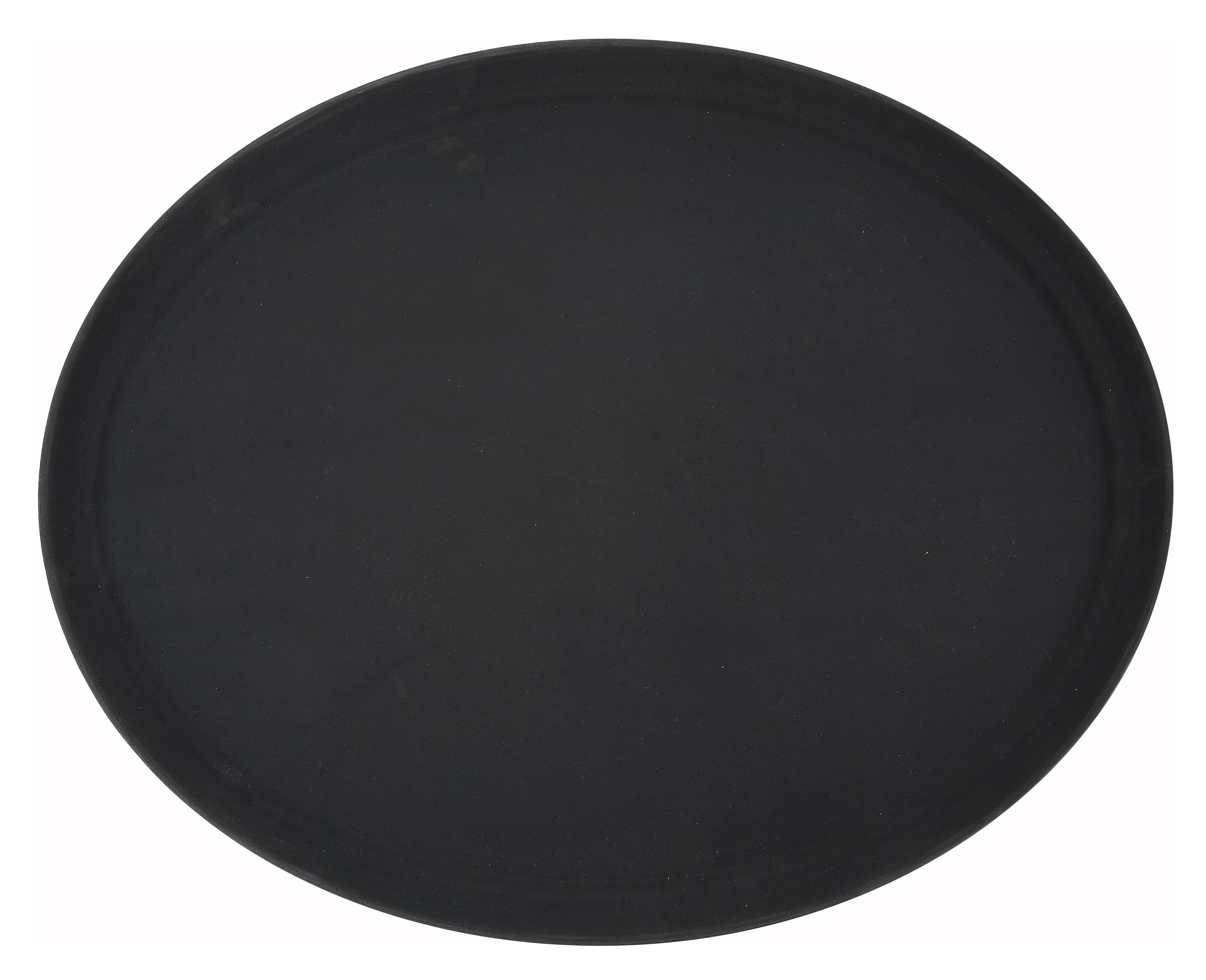 Winco TFG-2622K Black Oval Non-Slip Fiberglass Tray, 26" x 22"