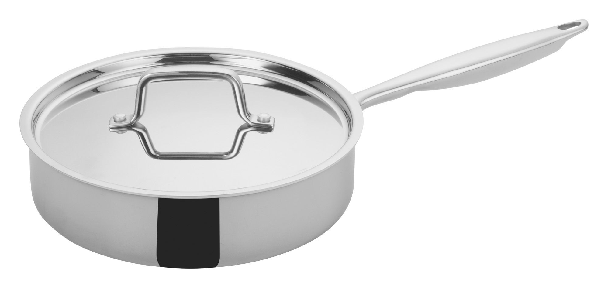 Winco TGET-3 Tri-Ply Stainless Steel 3 Qt. Saute´ Pan with Cover