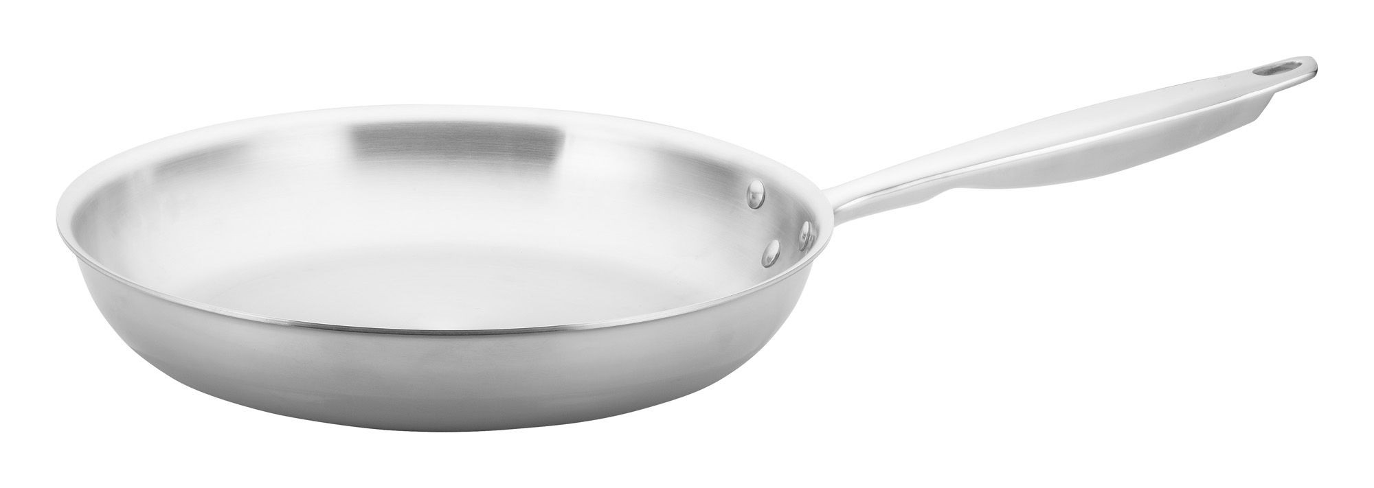 Winco TGFP-12 Tri-Ply Stainless Steel Natural Finish Fry Pan, 12"