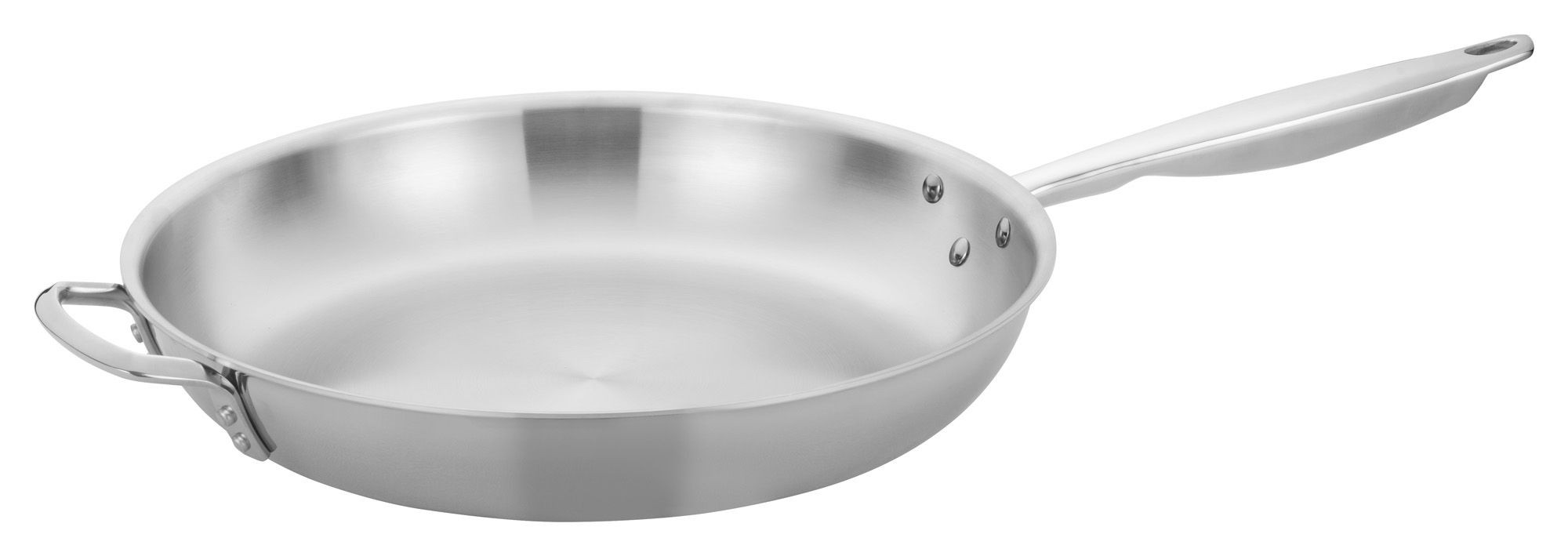 Winco TGFP-14 Tri-Ply Stainless Steel Natural Finish Fry Pan, 14"