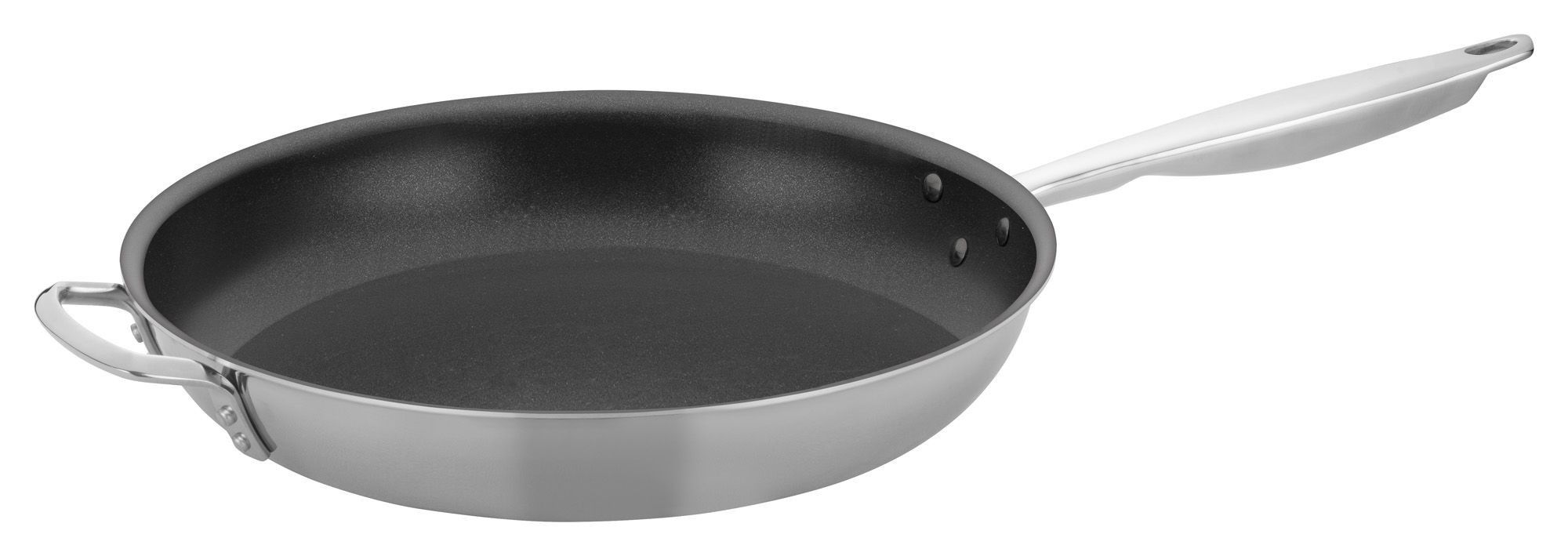Winco TGFP-14NS Tri-Ply Excalibur Stainless Steel Non-Stick 14" Fry Pan