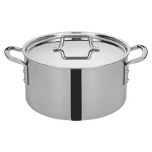 Winco TGSP-12 Tri-Ply Stainless Steel 12 Qt. Stock Pot with Cover