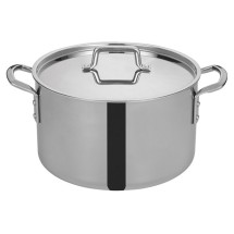 Winco TGSP-16 Tri-Ply Stainless Steel 16 Qt. Stock Pot with Cover