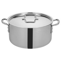 Winco TGSP-20 Tri-Ply Stainless Steel 20 Qt. Stock Pot with Cover