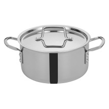Winco TGSP-4 Tri-Ply Stainless Steel 4.5 Qt. Stock Pot with Cover