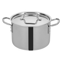 Winco TGSP-6 Tri-Ply Stainless Steel 6 Qt. Stock Pot with Cover